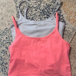 Women's Pink and Grayish Blue Sports Bras